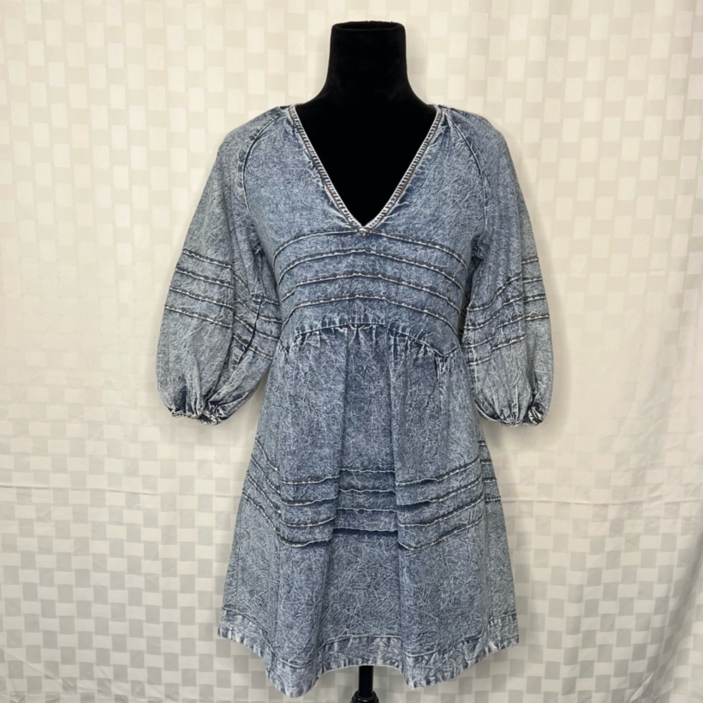 Free People Sweet Surrender Mini Dress Denim Blue